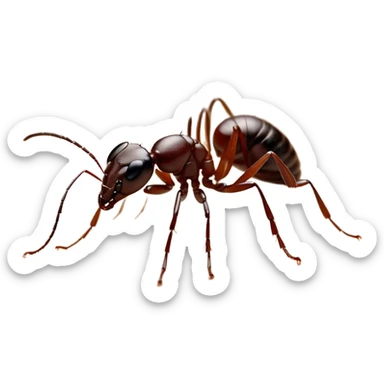 Beautiful and Majestic Ant Portrait Emoji, Head and body rendered in serene repose with a gentle, content smile, showcasing a finely detailed, compact form with eyes softly closed in tranquil slumber, Simplified yet exquisitely endearing features, highly detailed, glowing with a soft, drowsy natural light, high shine, relaxed and utterly noble, stylized with an air of timeless industrious grace, soft glowing outline, capturing the essence of a majestic ant that embodies the quiet power of nature! sticker