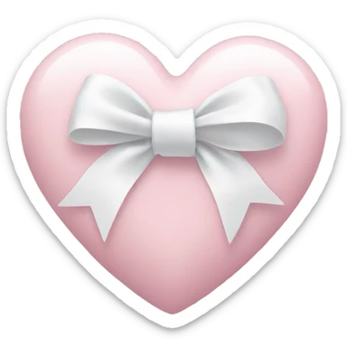 light pink heart with  a white bow wrapped around it  sticker