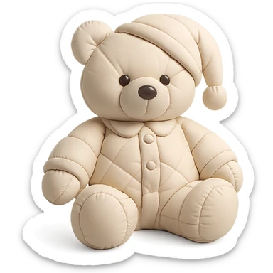 teddy bear wearing soft and cozy pajamas, cushion style sticker