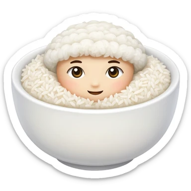  pure white rice, bowl is white only white color sticker