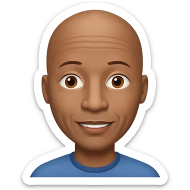 Thick lips Black bald 55 year old looks younger  man no facial hair brown eyes kind smile wide nose sticker