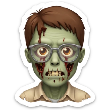zombie with brown glasses sticker