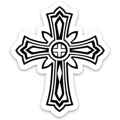 Tribal Cross emoji white and black  sticker