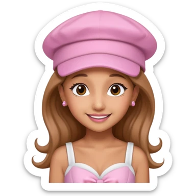 ariana grande wearing Pink Hat, white dress sticker