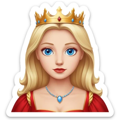 blonde queen blue eyes, red dress sticker