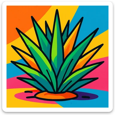 planta com espinhos, estilo cartoon colorido sticker