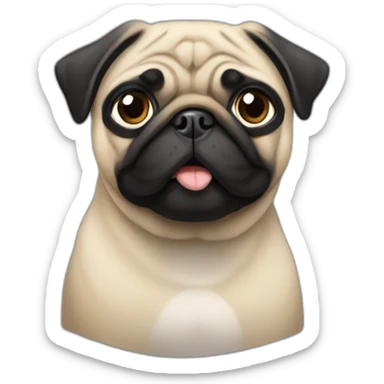 pug wearing a black t-shirt sticker