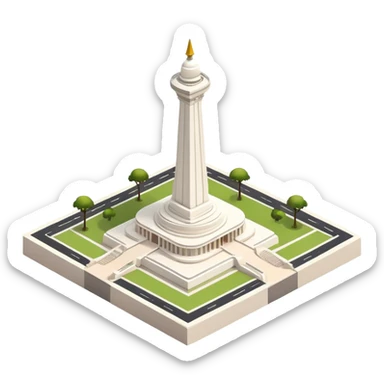 Cinematic Realistic Monas Landmark Emoji, depicted as the iconic National Monument rendered with crisp architectural detail and dynamic, urban lighting. sticker