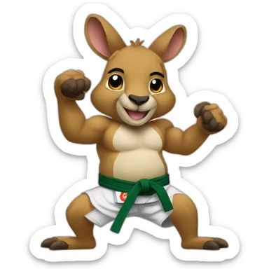 buff kangaroo doing Brazilian jiu-jitsu sticker