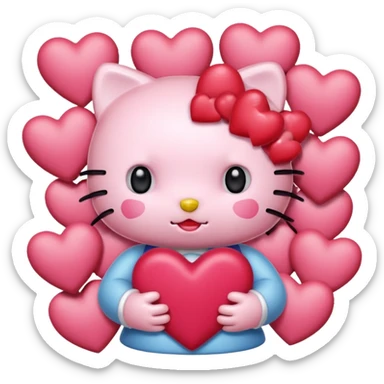 Hello kitty enamorada con muchos corazónes sticker