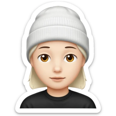 A head with white beanie sticker