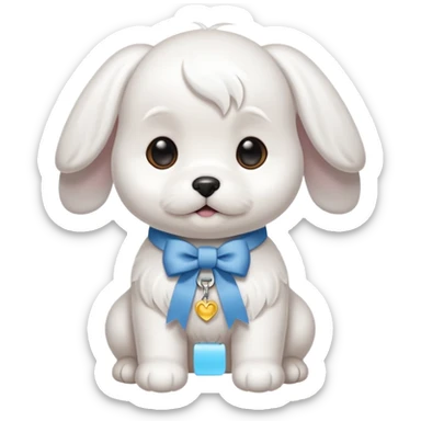 white baby maltese ribbon short ear sticker