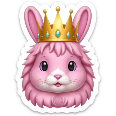 pink bunny with crown sticker