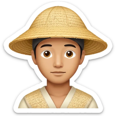 Stereotypical Asian man in rice hat sticker