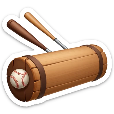 Une buche de bois avec une batte sticker