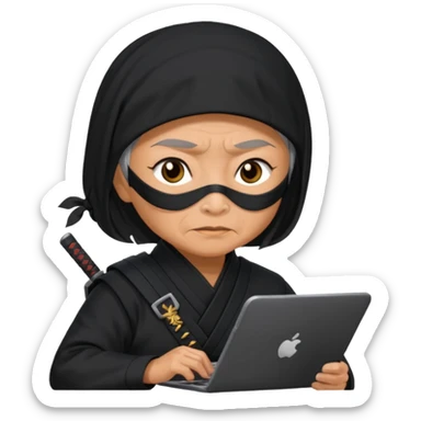 filipino grandmother ninja working in GenAI sticker