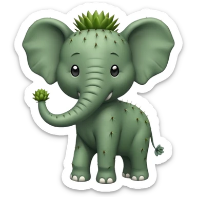 A cactus with an elephant shape with an elephant head that is not a cactus sticker