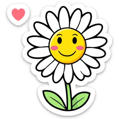 Daisy with smiley face shaped heart sticker