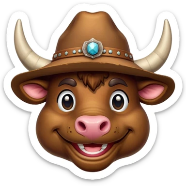 friendly anthropomorphised bull head sticker
