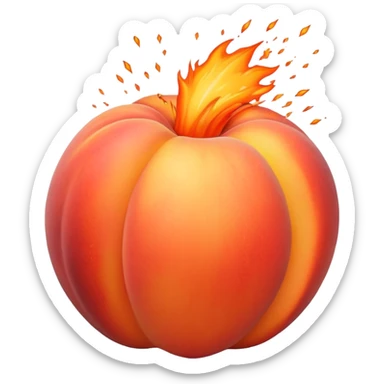 Volcanic explosion with a large peach sticker