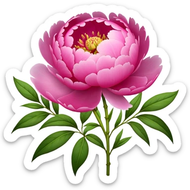 bouquet pink Peony, luxuriant, stem, leaf, bud sticker