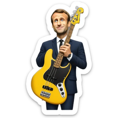 Emmanuel Macron playing Fender Jazz bass sticker