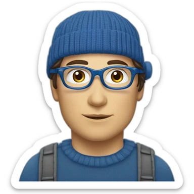 Christopher reeve jeune lunette chemise bleu et bonnet de Noël sticker