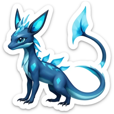 Colorful Dark Shiny Exotic Salandit-Aurorus-Glaceon-Fakémon-hybrid-creature (full body)  sticker