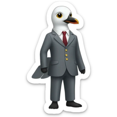 a seagull dress as secret agent sticker