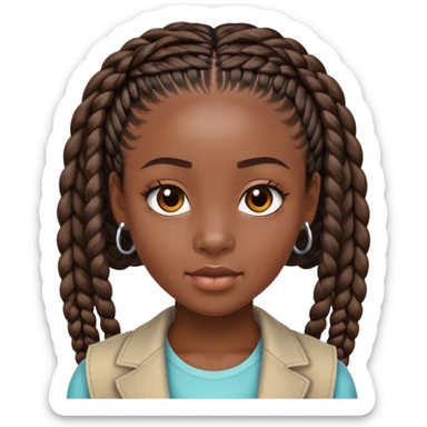 Black girl with box braids  sticker