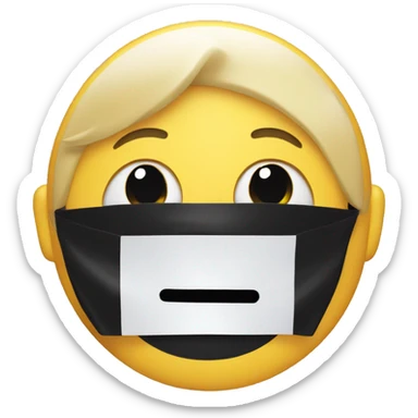 emoji with black tape over mouth sticker