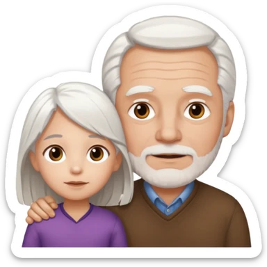 Old White Dad Whith White hair and his Brown little girl sticker