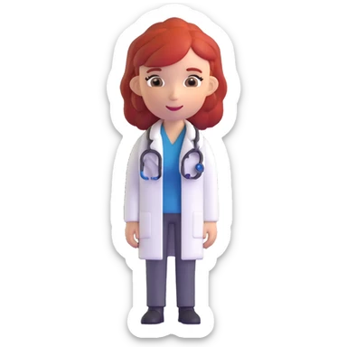 female doctor with red hair sticker