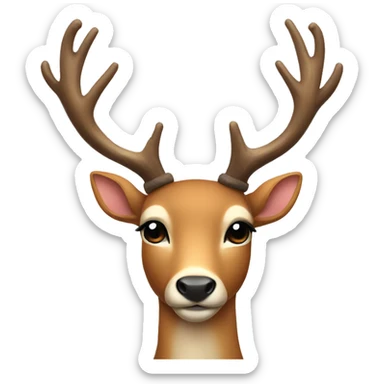 Deer with antler headband sticker