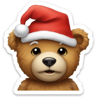 A teddybear with a christmas hat sticker