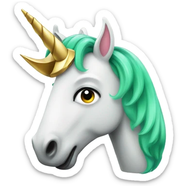 unicorn with green horn sticker