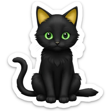 Chat noir peinture mignon assise peinture sticker