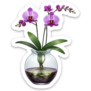 Orchid + glass vase, Window Plant. sticker