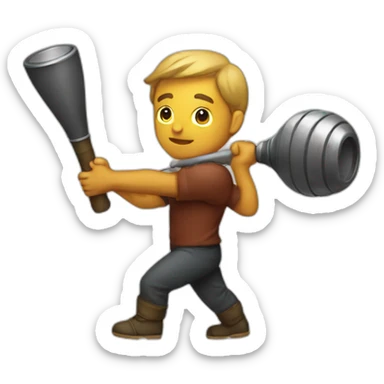 men with a macebell sticker