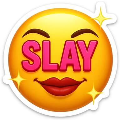 slay emoji, bold and radiant, modern, no background sticker