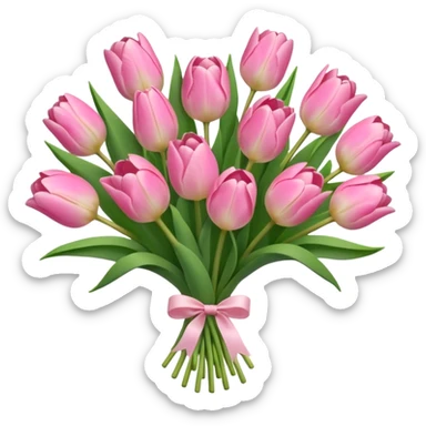 Cute baby pink tulip bouquet sticker