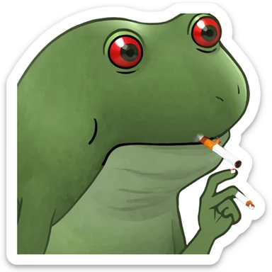 Frog with red eyes smoking sticker