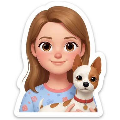 niña de 14 años muy muy guapa con un perro sticker