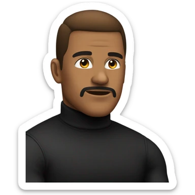 muscle fit black turtleneck shirt sitting in chair sticker