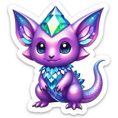 Randomly-colored sparkly exotic chibi Fakémon-creature sticker