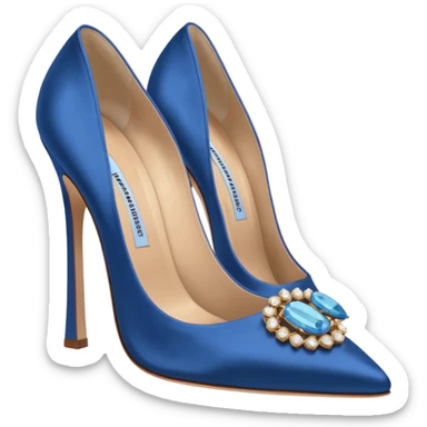 manolo blahink 90's satin pump with jewellry at front blue sticker