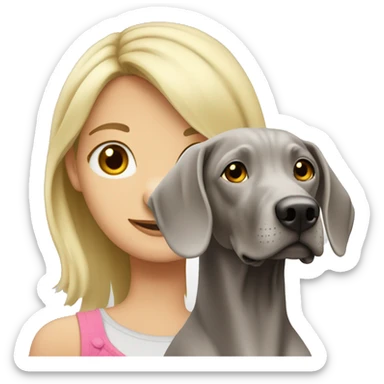 Weimaraner with blonde girl  sticker