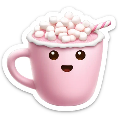 pink hotchoclate with marshmallows  sticker