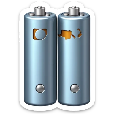 Two dead batteries stacked on top of each other, depleted, empty power sticker