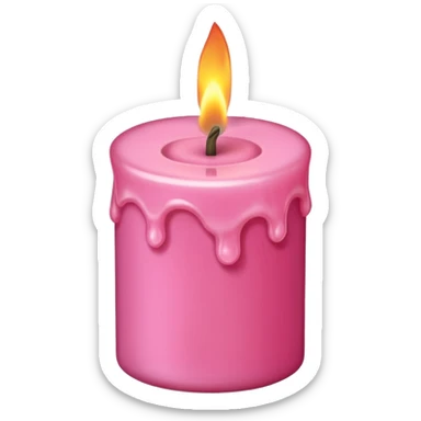 Draw a pink candle with a flame on it that looks 5 degrees tilted from a bird's eye view. sticker